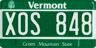 VT license plate XOS848