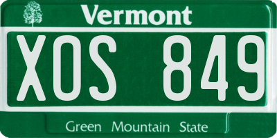 VT license plate XOS849