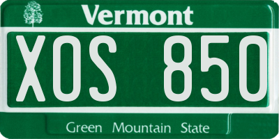 VT license plate XOS850