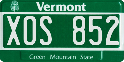 VT license plate XOS852