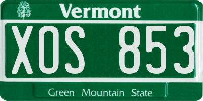 VT license plate XOS853