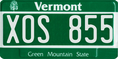 VT license plate XOS855