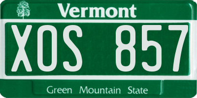 VT license plate XOS857