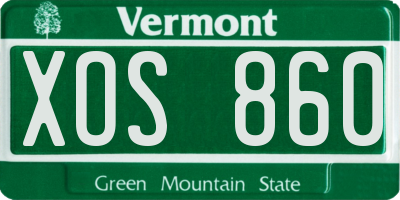 VT license plate XOS860