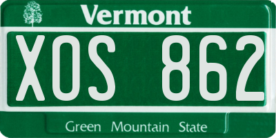VT license plate XOS862