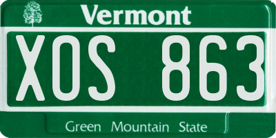 VT license plate XOS863