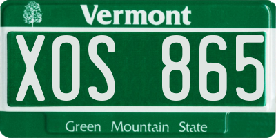 VT license plate XOS865