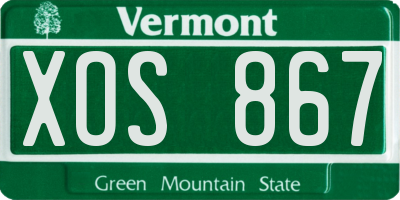 VT license plate XOS867