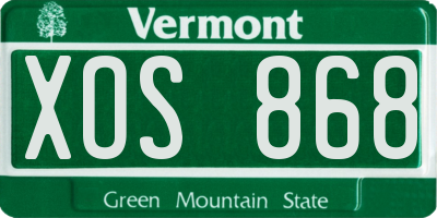 VT license plate XOS868
