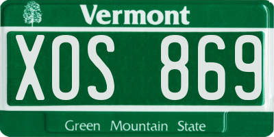 VT license plate XOS869