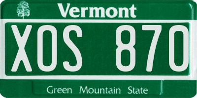 VT license plate XOS870