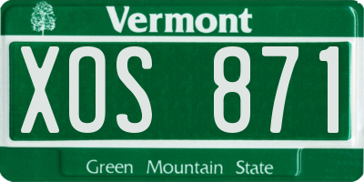 VT license plate XOS871