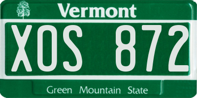 VT license plate XOS872