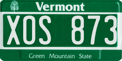 VT license plate XOS873