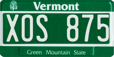 VT license plate XOS875