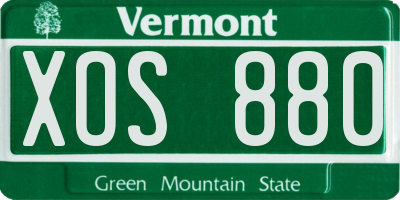 VT license plate XOS880