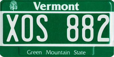 VT license plate XOS882