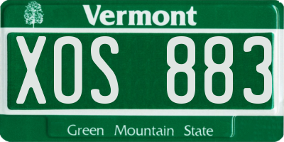 VT license plate XOS883