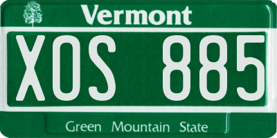VT license plate XOS885
