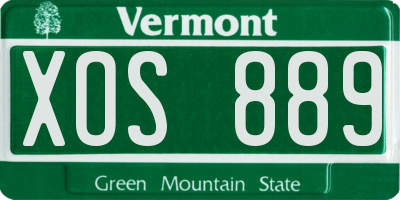 VT license plate XOS889