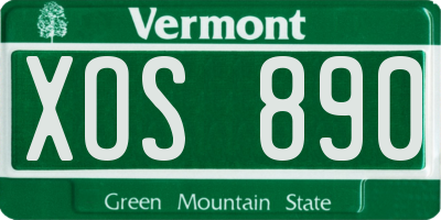 VT license plate XOS890