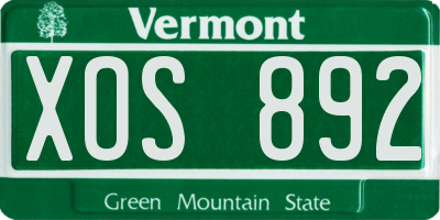 VT license plate XOS892