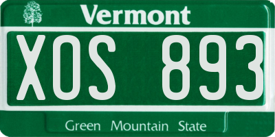 VT license plate XOS893