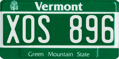 VT license plate XOS896
