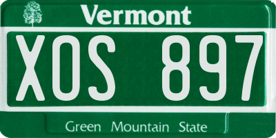 VT license plate XOS897