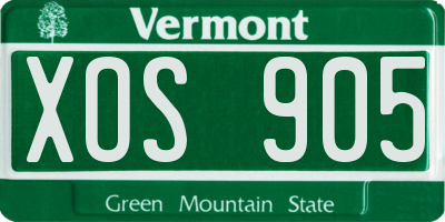 VT license plate XOS905
