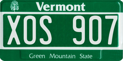 VT license plate XOS907