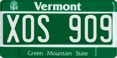 VT license plate XOS909
