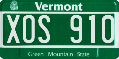 VT license plate XOS910