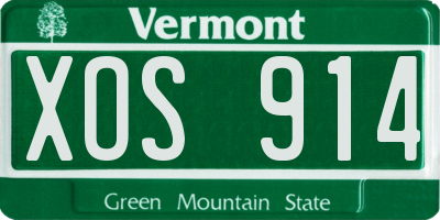 VT license plate XOS914