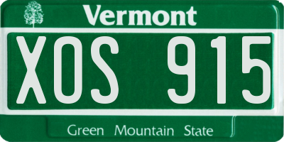 VT license plate XOS915