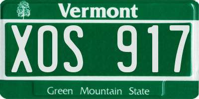 VT license plate XOS917