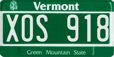 VT license plate XOS918