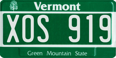 VT license plate XOS919