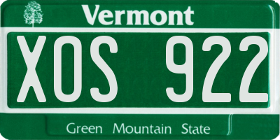 VT license plate XOS922