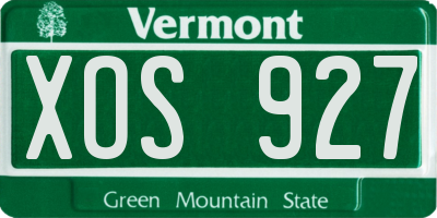 VT license plate XOS927