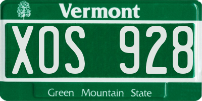 VT license plate XOS928