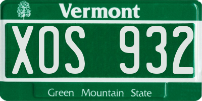 VT license plate XOS932