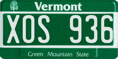 VT license plate XOS936