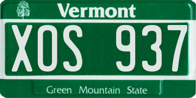 VT license plate XOS937