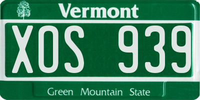 VT license plate XOS939