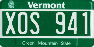 VT license plate XOS941