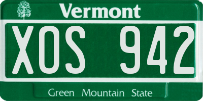 VT license plate XOS942