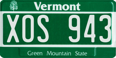VT license plate XOS943