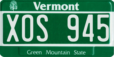 VT license plate XOS945