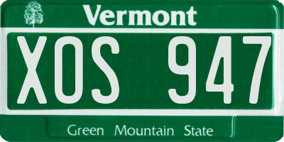VT license plate XOS947